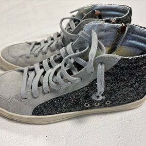 P448 Silver and Black Glitter High-Tops